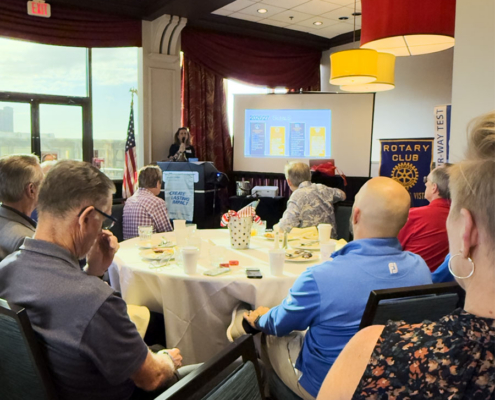 Member Jennifer Schreiber kicking off her first meeting at 2026-2027 Club President for the Rotary Club of Lake Buena Vista Meeting Member Jennifer Schreiber kicking off her first meeting at 2026-2027 Club President for the Rotary Club of Lake Buena Vista Meeting