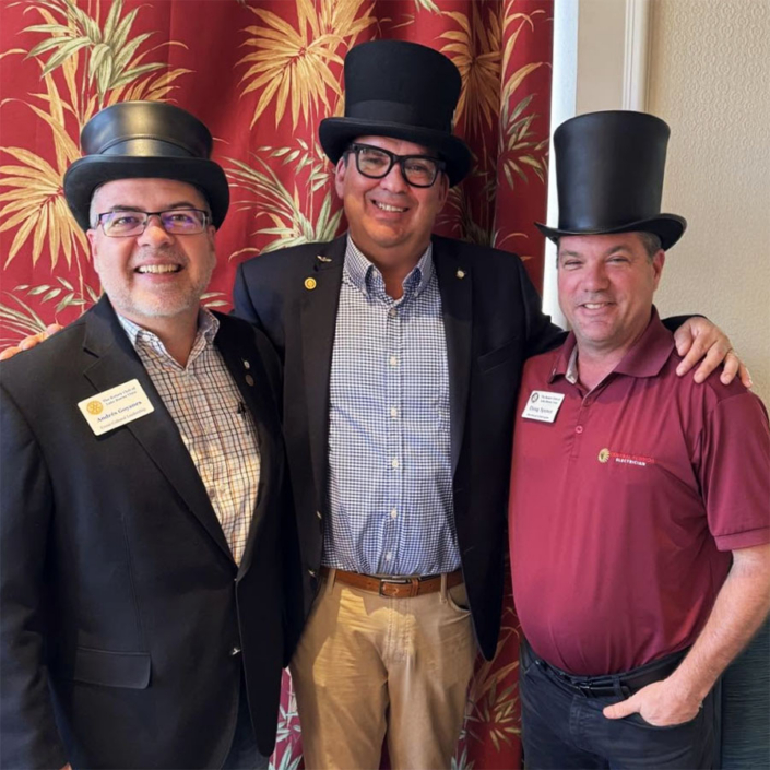 Rotary Club of Lake Buena Vista “Madhatters”: Andres Goyanes, Hector Ceballos, and Doug Spence Rotary Club of Lake Buena Vista "Madhatters": Andres Goyanes, Hector Ceballos, and Doug Spence